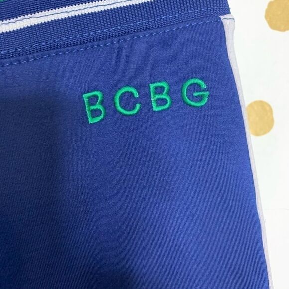 BCBGMAXAZRIA Drawstring Blue Striped Track Pants S - Picture 2 of 7